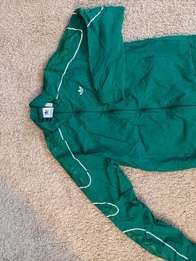 adidas Green Windbreaker Jacket with White Trim
